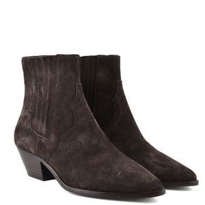 ASH FUTURE SUEDE LEATHER WESTERN BOOTIES CHOCOLATE BROWN NWT